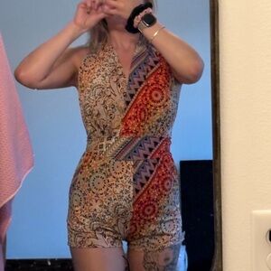 Printed Halter Romper in Multicolor